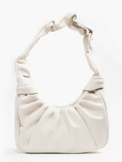 White Ruched Handle Handbag