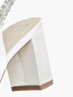 White Satin Wedding Collection Sling Back Heel with Diamante Detailing