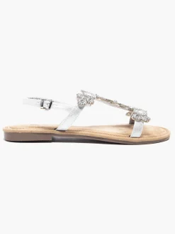 White Slingback Strapped Sandal with Gem Detail