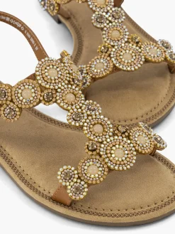 White Slingback Strapped Sandal with Gem Detail