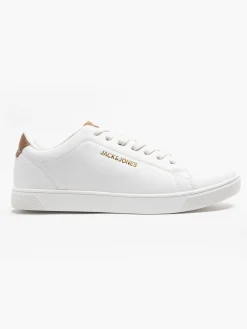 White/Brown Lace Up Casual Trainers