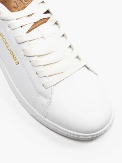 White/Brown Lace Up Casual Trainers