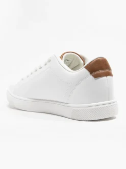 White/Brown Lace Up Casual Trainers