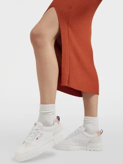 White/Grey/Orange Lace- Up Trainers