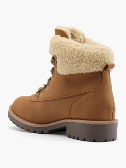 Wider Fit Tan Fleece Collared Lace Up Hiker Boot