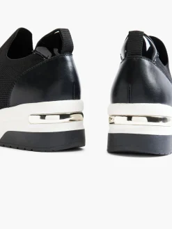 Womens Black Wedge Trainers