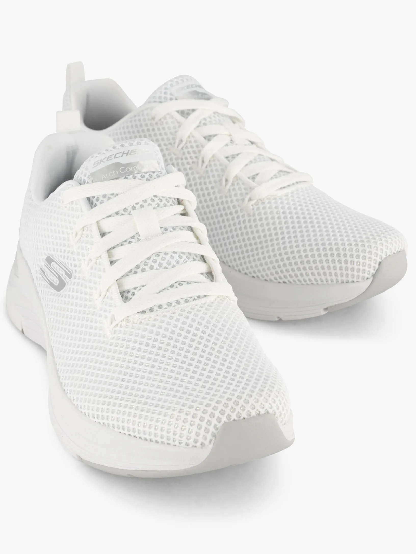 Womens Skechers Arch Comfort White/Glitter Trainers