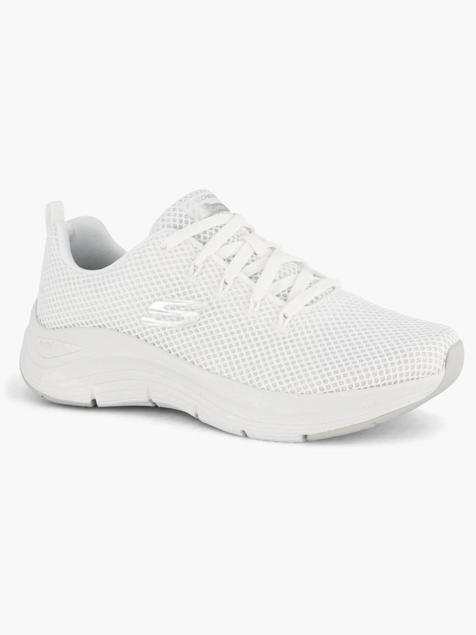 Womens Skechers Arch Comfort White/Glitter Trainers