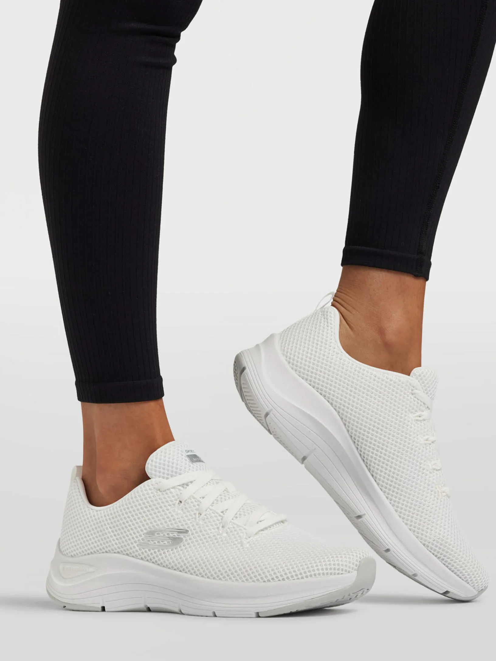 Womens Skechers Arch Comfort White/Glitter Trainers